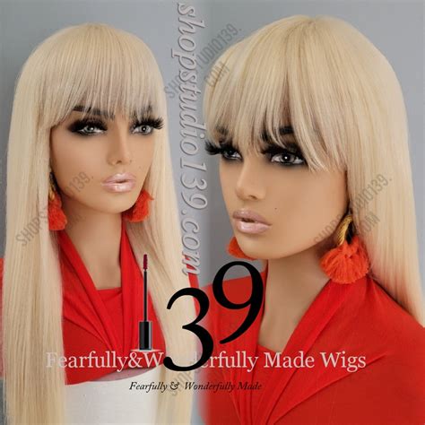 Platinum Blonde Long Human Hair Wig With Bangs Perfect For All Skin To