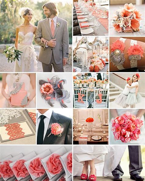 Coral And Grey Weddings Coral Wedding Colors Wedding Colors Wedding