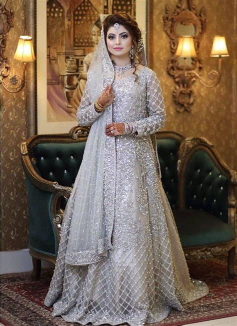 Bridal Pakistani Walima Maxi Dress In Ice Blue Bs651 Ph