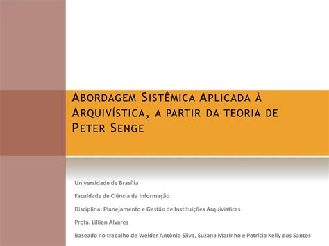Abordagem Desenvolvido Por Peter Senge 1998 Que Enfatizou