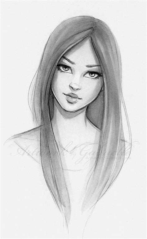 Drawing Of A Girl With Straight Hair