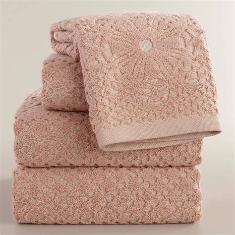 Blush And Taupe Lattice Sculpted Bath Towel Collection Towel