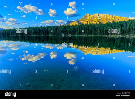 Mount Rundle Reflected In Johnson Lake In Banff National Park Alberta