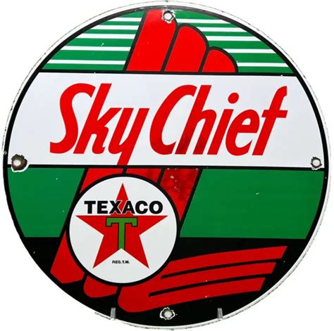 Vintage Texaco Sky Chief Porcelain Sign Gas Station Pump Plate Texas