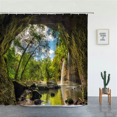 Mountain Cave With Waterfall Garden Shower Curtain Clover Online
