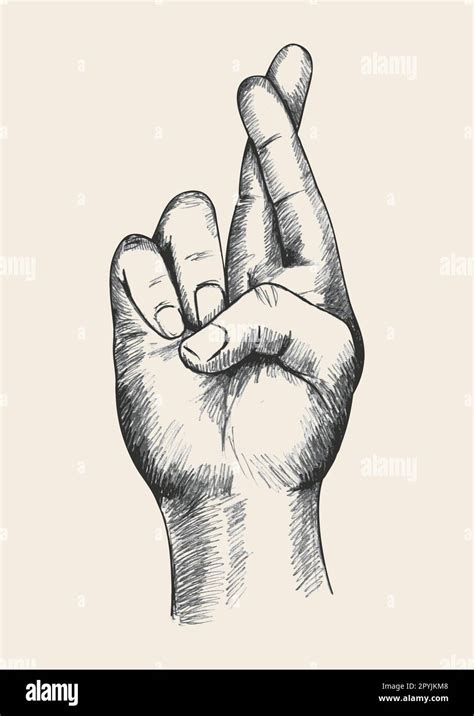 Sketch Illustration Of A Fingers Crossed Stock Vector Image And Art Alamy