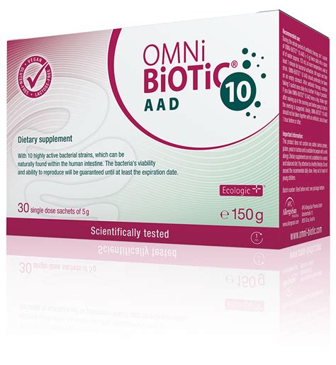 Омни биотик 10 аад 2 пъти дневно (5 милиарда пробиотични бактерии / саше). OMNi-BiOTiC® 10 AAD