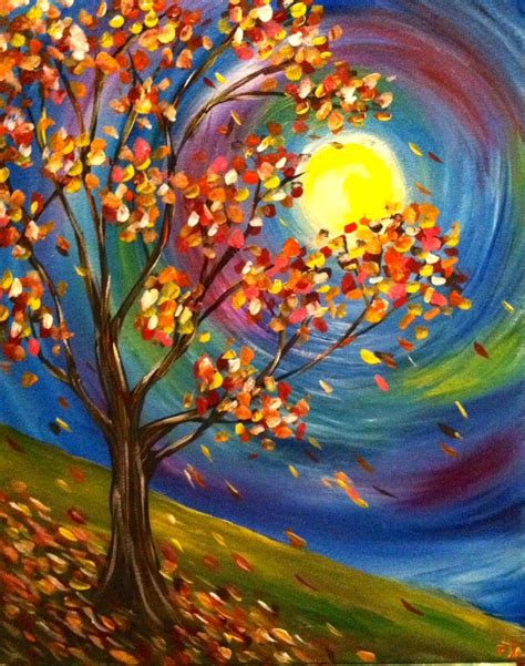 Fall Moon Fall Canvas Painting Art Painting Autumn Art
