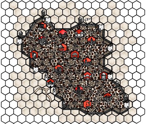 Art Blank City Map With A Hex Grid Rdnd