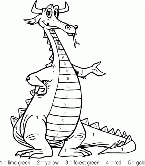 Cool Dragon Color By Number Coloring Page Free Printable Coloring