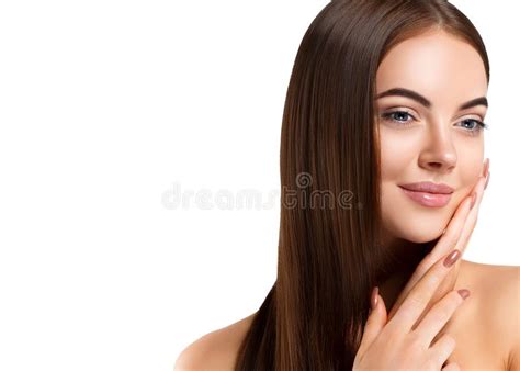 Beauty Girl Face Portrait Beautiful Spa Model Woman With Perfect Healthy Hair Smooth Brunette