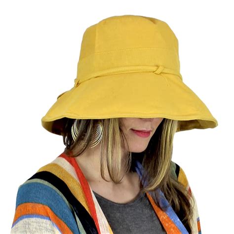 Wired Cotton Uv Sun Hat For Women Bucket Wide Brim Packable Foldable
