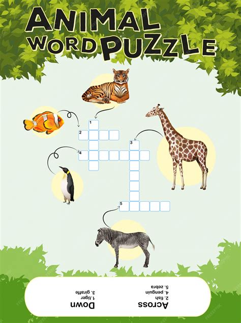 Free Vector Game Template For Animal Word Puzzle With Keys