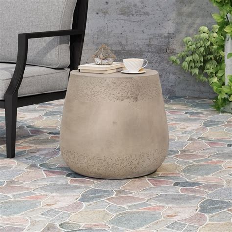 Orion Outdoor Contemporary Lightweight Concrete Accent Side Table By