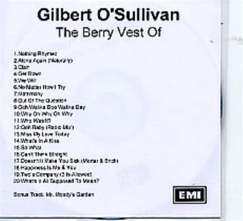 Gilbert Osullivan The Berry Vest Of Uk Promo Cd R Acetate 279642