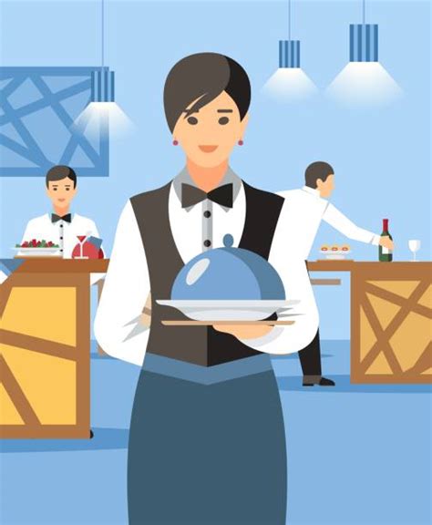 Waiter Serving Cartoon Illustrations Royalty Free Vector Graphics