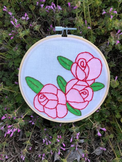 Rose Embroidery Hoop Art Hand Embroidered Home Decor Etsy