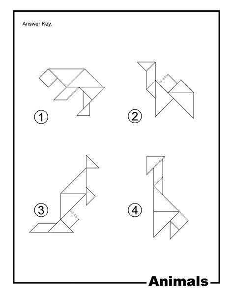 Animals Outline Solution Tangram Card Clipart Etc