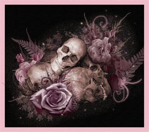 Flowers And Skulls Wallpaper