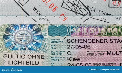 Schengen Visa Macro In Passport Issuied In Austrian Embassy Stock