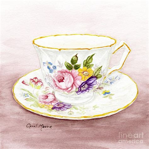 Spring Bouquet By Carol Moore Watercolor Teacup Tea Cup Art Tea Cup