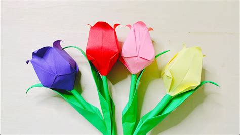 Tulip How To Make Origami Tulip Paper Tulip Flower Youtube