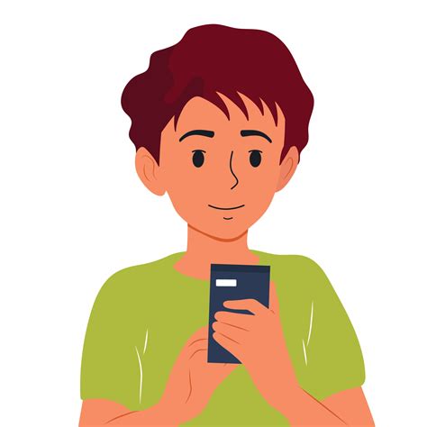 The Boy Is Holding A Phone A Call Or A Message In His Hands Vector