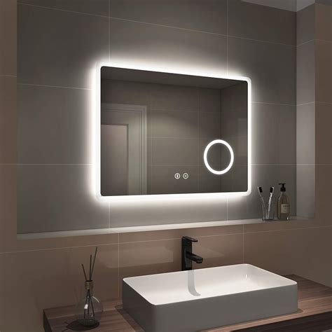 Emke Led Bathroom Mirror Illuminated Wall Mirror 800 X 600mm Touch Switch Demister Pad