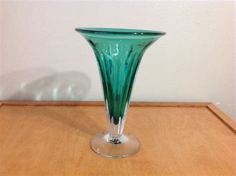 Vintage Blenko Glass Vase Emerald Green