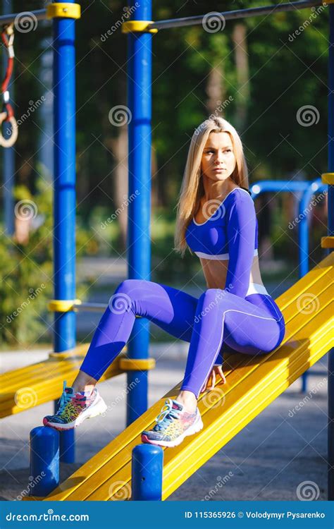 Fitness Sporty Model Woman During Outdoor Exercises Workout Beautiful