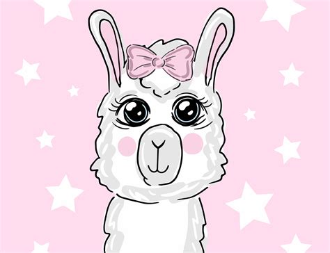 Cute Llama Print Pink Girl Cartoon Style By Evgeniia On Dribbble