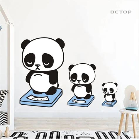 Naughty Cartoon Pandas Color Wall Stickers For Kids Room Nursery