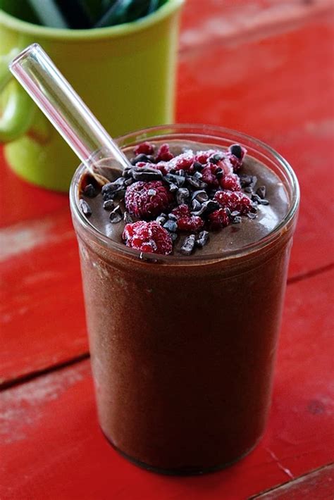 Chocolate Raspberry Smoothie Raw Food Vegan Plant Based Recipe Planted365