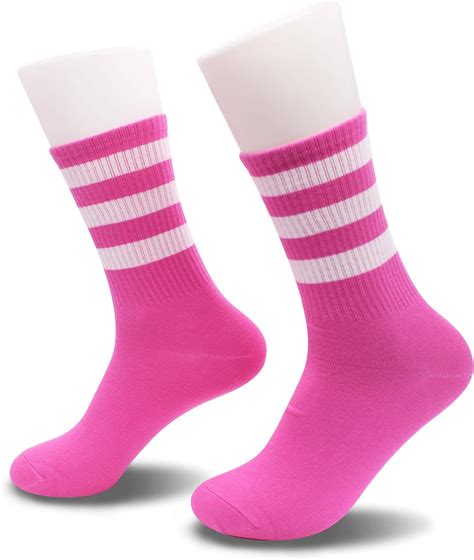 Vohiro Classic Striped Tube Socks Soft Cotton Retro Tube