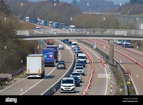 Ashford Kent Uk 22 March 2022 Operation Brock Is In Place Between Junctions 8 And 9 Of The