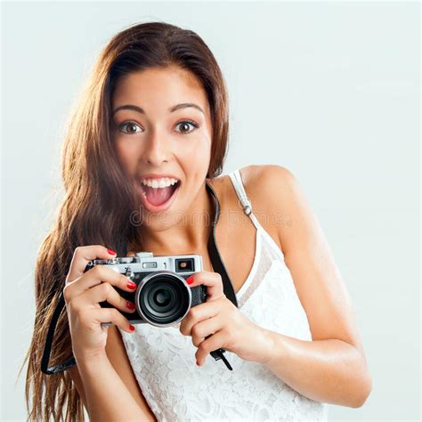 Cute Girl Holding Retro Camera Stock Image Image Of Artist Cute