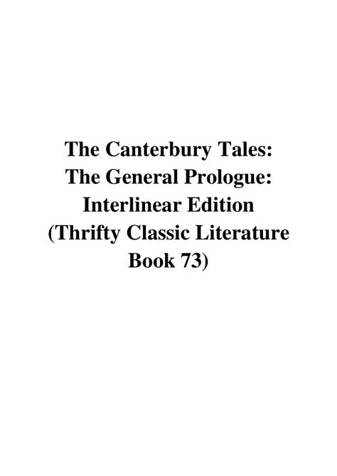 The Canterbury Tales Pdf Geoffrey Chaucer The General Prologue