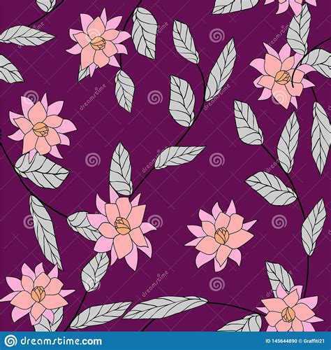 Seamless Hand Drawn Flower Pattern Vector Illustration Stock Vector