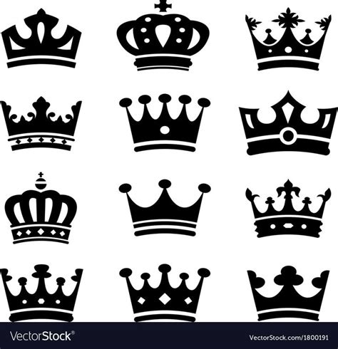 Crown Collection Silhouette Royalty Free Vector Image Sponsored