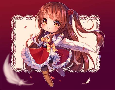 Video Commission Feathers And Roses By Hyanna Natsu Cute Anime Chibi Anime Chibi Chibi Girl