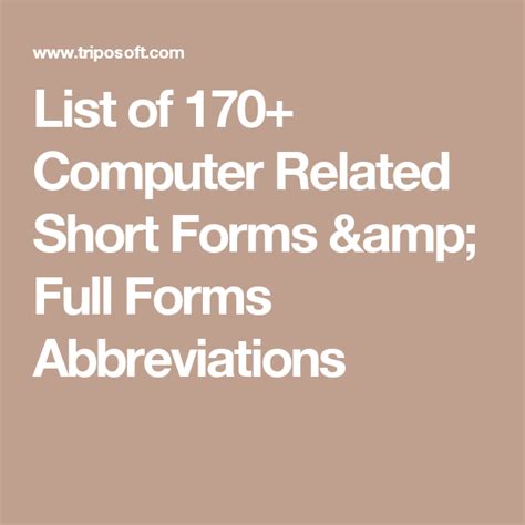 List Of 170 Computer Related Short Forms And Full Forms Abbreviations