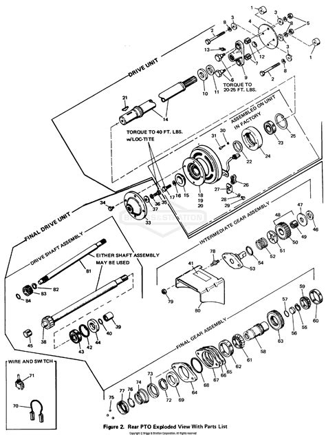 Simplicity 990960 Rear Power Take Off Parts Diagram For Parts List