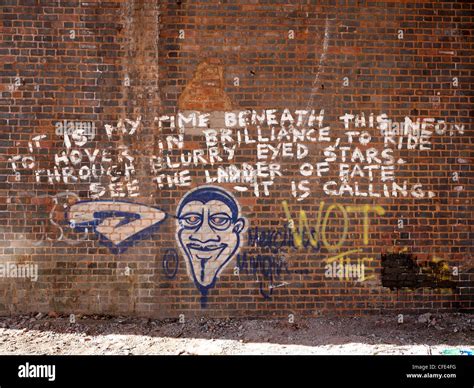 Graffiti On Wall With Statement Or Message In Manchester Uk Stock Photo