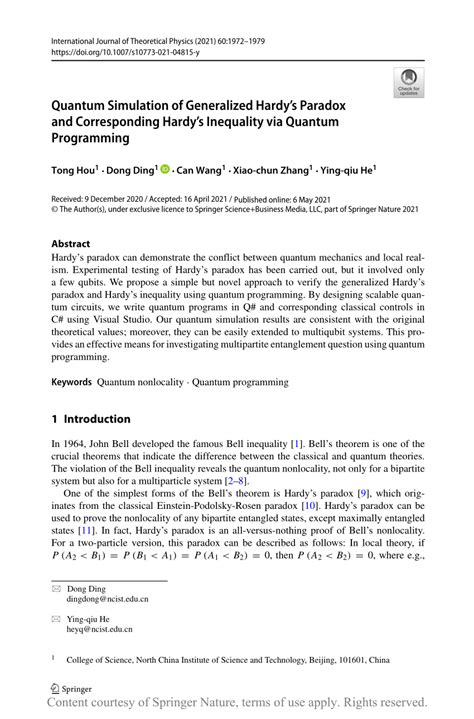 Quantum Simulation Of Generalized Hardys Paradox And Corresponding