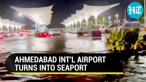 Ahmedabad Airport Flooded Water Enters Tarmac Passengers Stranded
