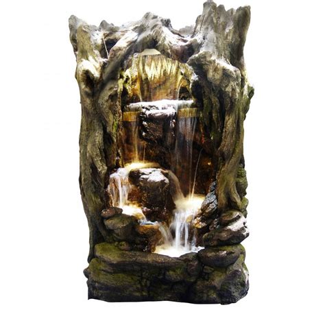 Alpine Rainforest Waterfall Tree Fountain With Led Lights Win1070 The