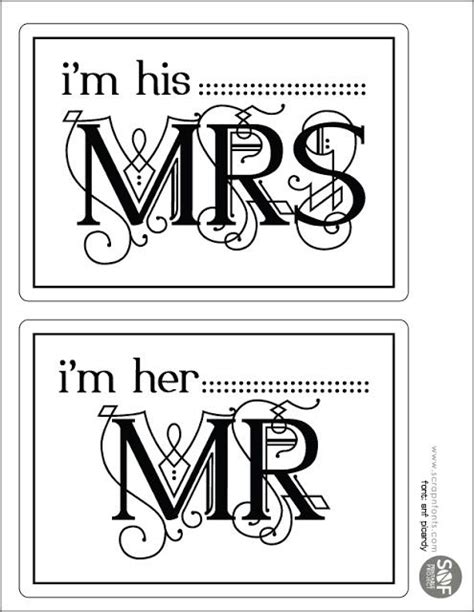 Fontaholic Freebie Friday Mr And Mrs Photo Prop Signs Printable