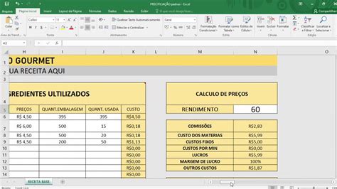 Planilha De Precificação Gourmet Youtube