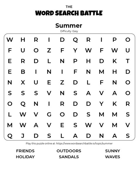 26 Best Ideas For Coloring Summer Printable Word Search