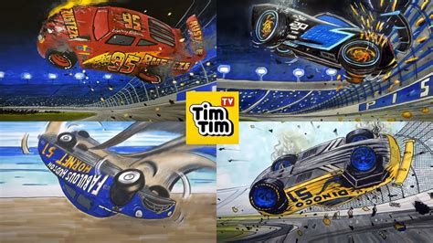 Compilation Wild Airborne Car Crash Scene In Cars 3 Drawing And